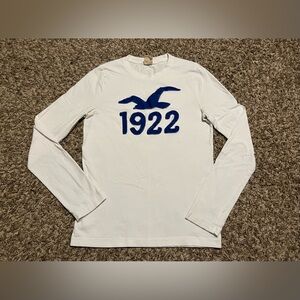 Hollister Y2K Long Sleeve Graphic Tee White Blue Seagull 1922 Men’s Small